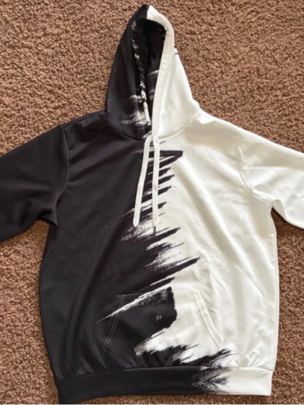 Black & White Split Graphic Hoodie - Men's Sweatshirt